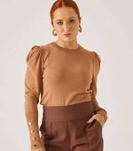 Blusa tricot Freddo manga longa botões