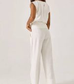 Conjunto calça wide leg regata cava pespontada