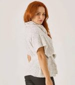 Poncho tricot raglan com cinto